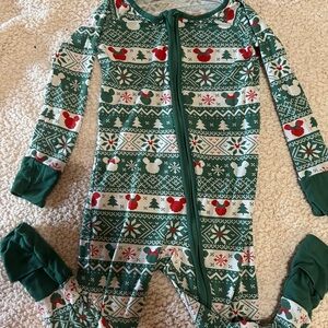 Little Sleepies Green Holiday Patterned Footie